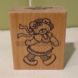 Vintage Darcie's Country Folk Rubber Stamp Teddy Bear - 10127